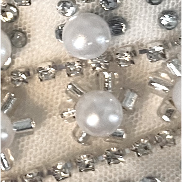 Terani Couture x BHLDN Keystone 2 & 8 Pearl Rhinestone Halter Wedding Formal - Picture 4 of 10